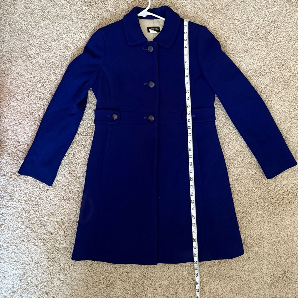 J.Crew Royal Blue Wool Coat Petite 4P Tailored Winter Coat - Picture 12 of 12